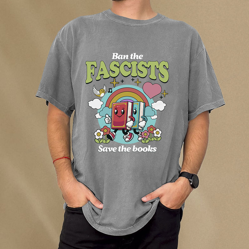 Pagewings Ban the Fascists Save the Books Unisex Washed T-shirt