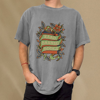 Pagewings Read Banned Books Unisex Washed T-shirt