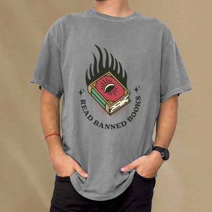 Pagewings Read Banned Books Unisex Washed T-shirt