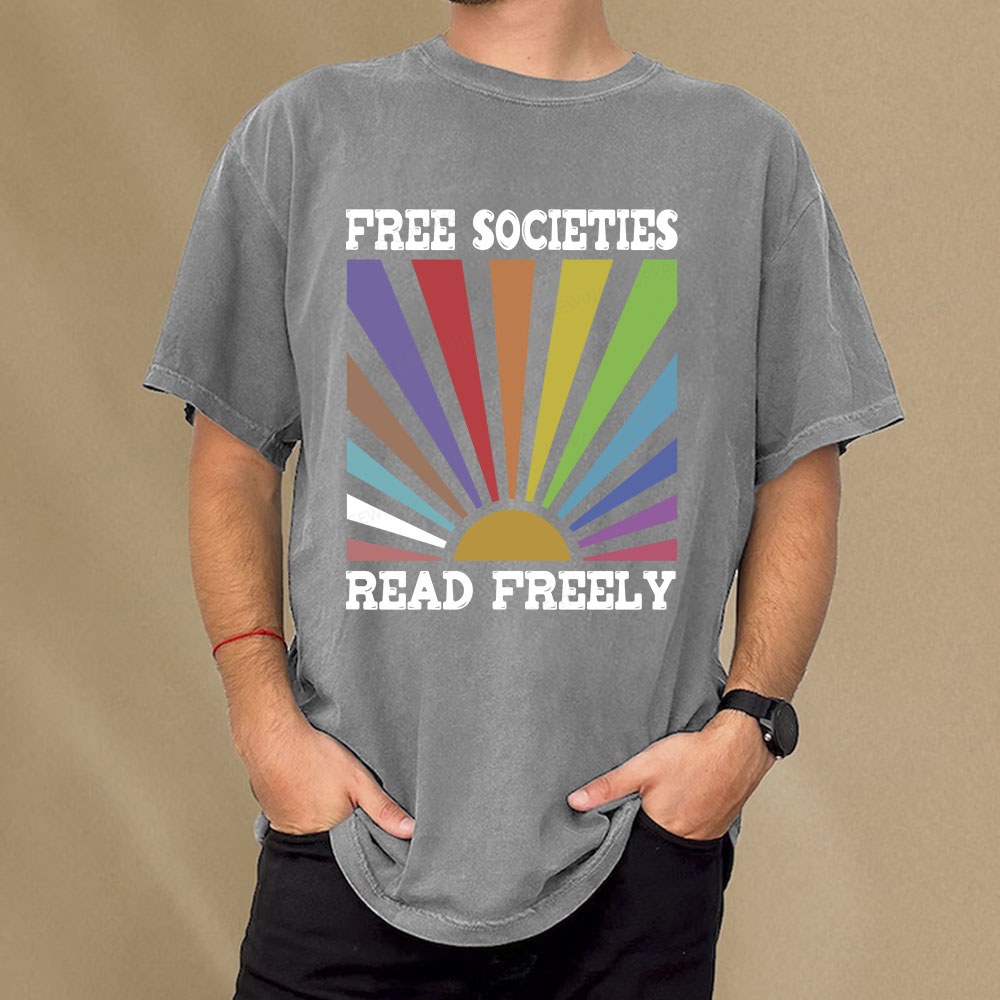 Pagewings Free Societies Read Freely Unisex Washed T-shirt