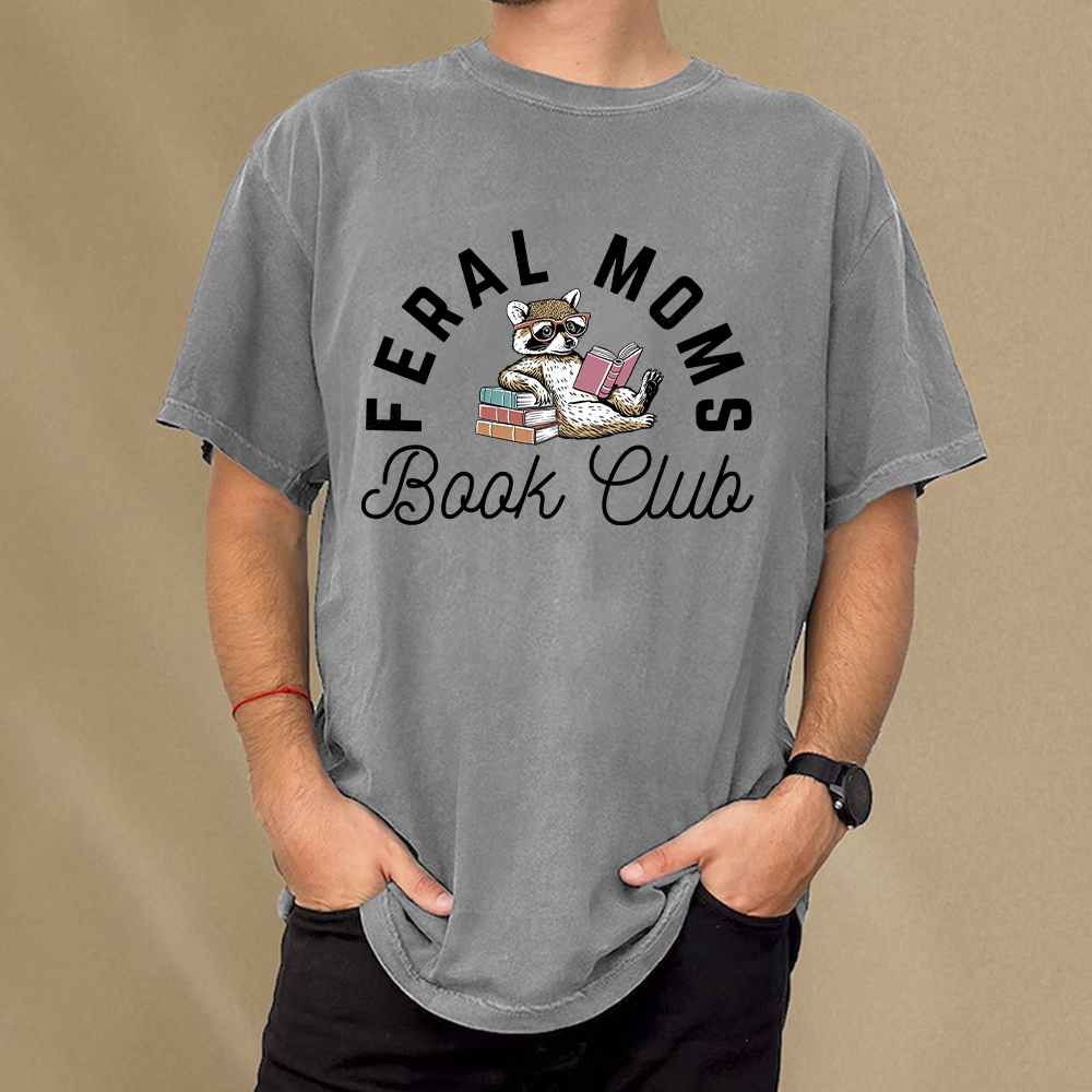 Pagewings Feral Moms Book Club Unisex Washed T-shirt