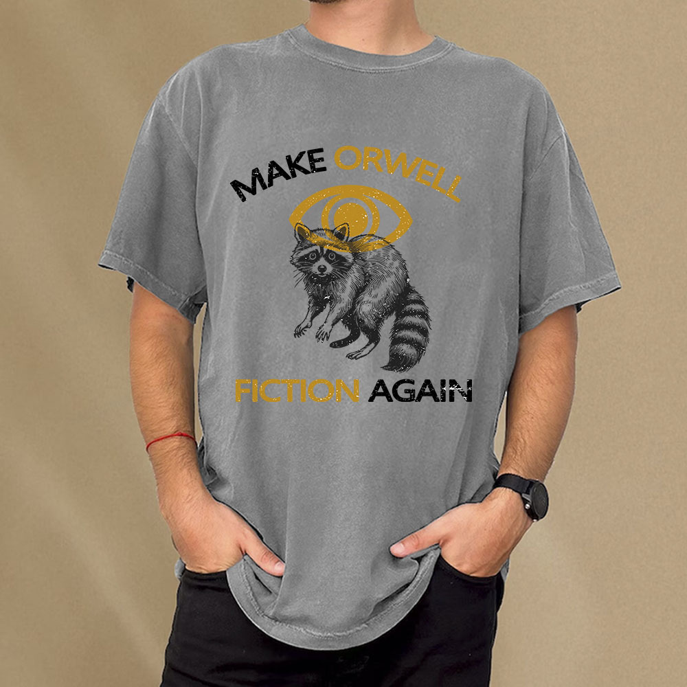 Pagewings Make Orwell Fiction Again Unisex Washed T-shirt
