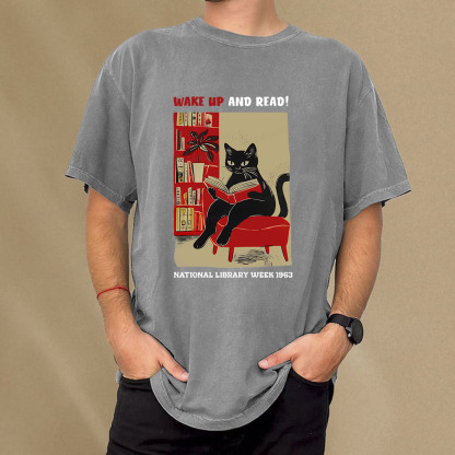 Pagewings Wake Up and Read Unisex Washed T-shirt