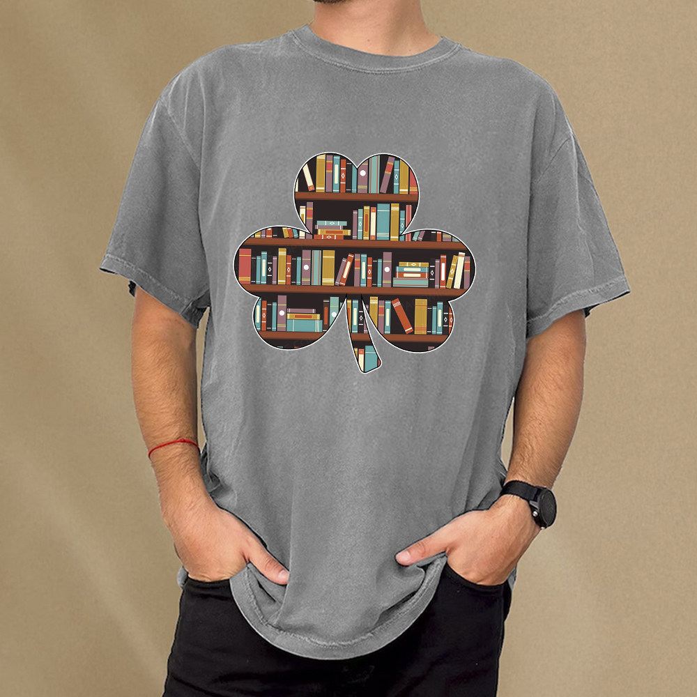 Pagewings Cloverleaf Creative Bookshelf Unisex Washed T-shirt