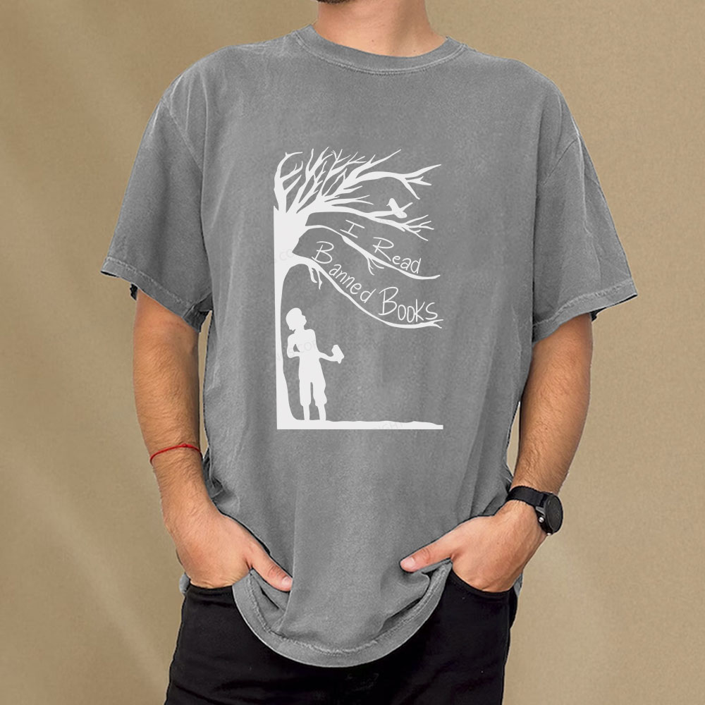 Pagewings I Read Banned Books Unisex Washed T-shirt