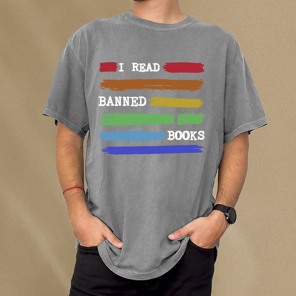 Pagewings I Read Banned Books Unisex Washed T-shirt