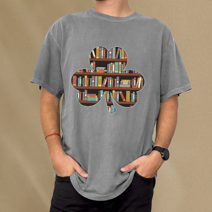 Pagewings Cloverleaf Creative Bookshelf Unisex Washed T-shirt