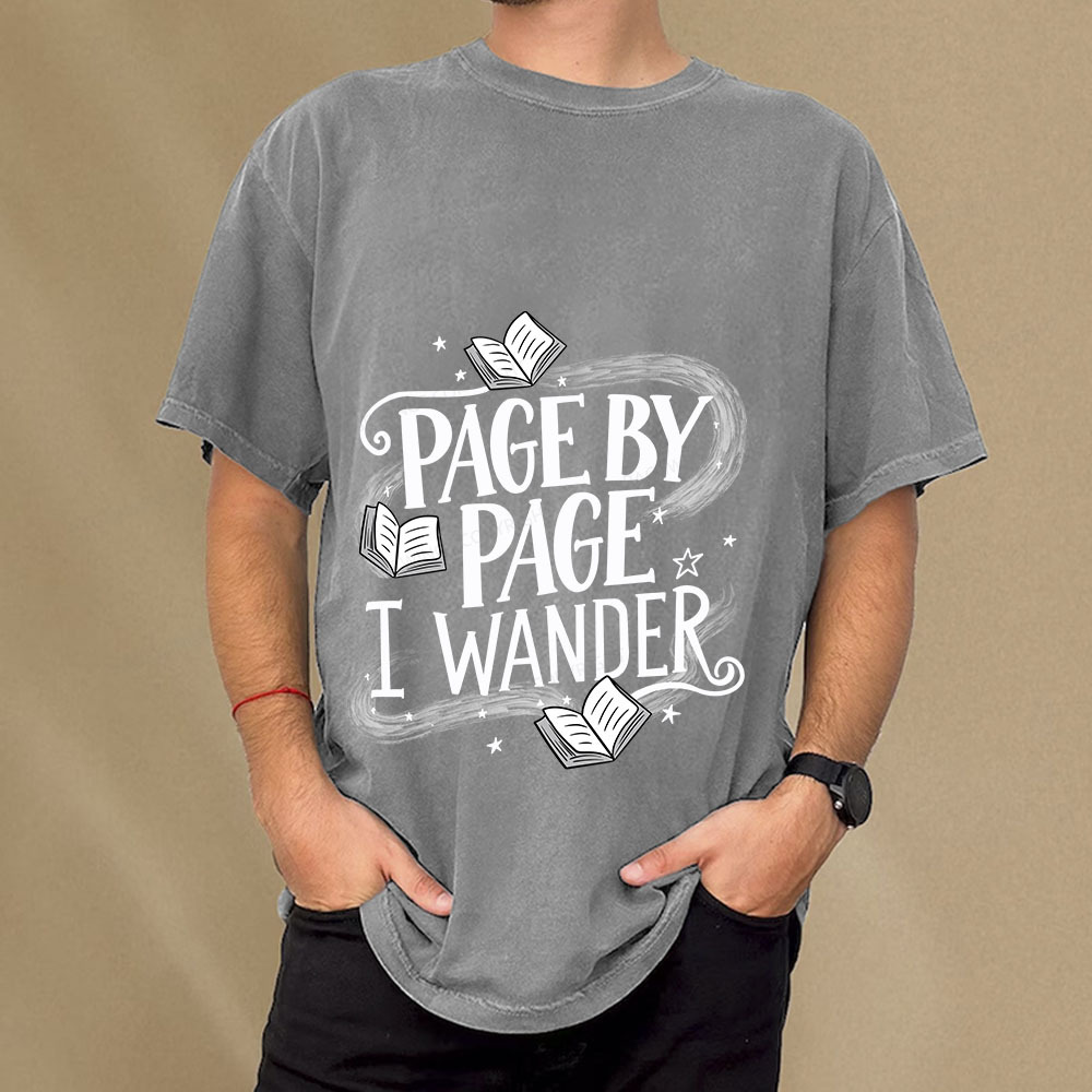 Pagewings Page By Page I Wander Unisex Washed T-shirt