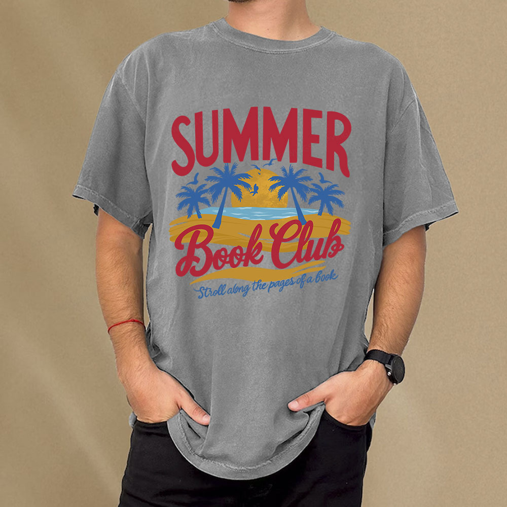 Pagewings Summer Book Club Unisex Washed T-shirt