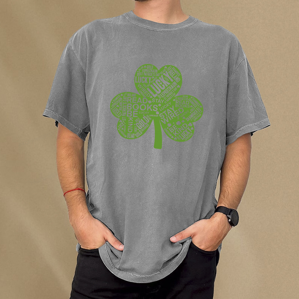 Pagewings St Patricks Day Shirt Lucky Reading Shirt Unisex Washed T-shirt