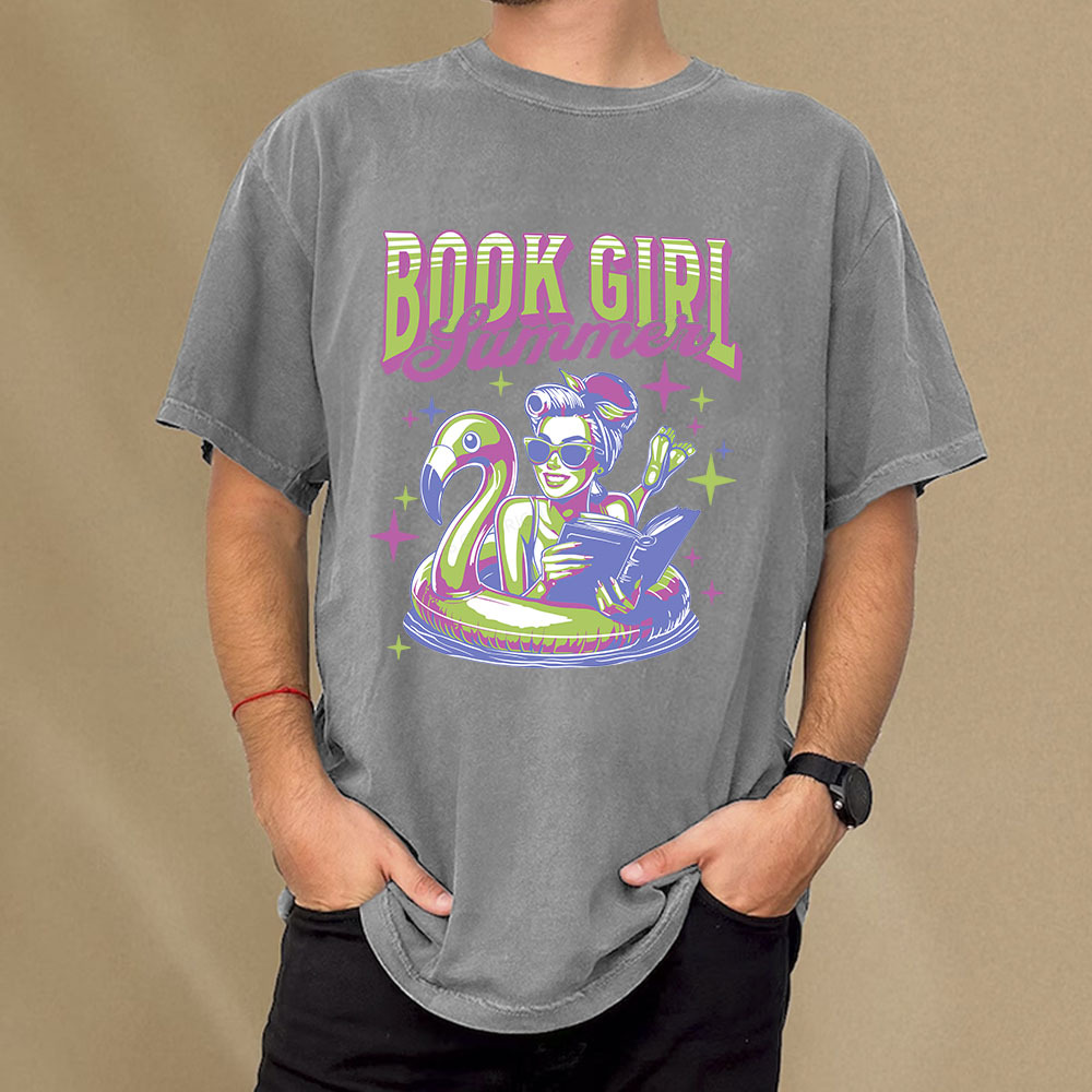 Pagewings Bookish Girl Summer Unisex Washed T-shirt