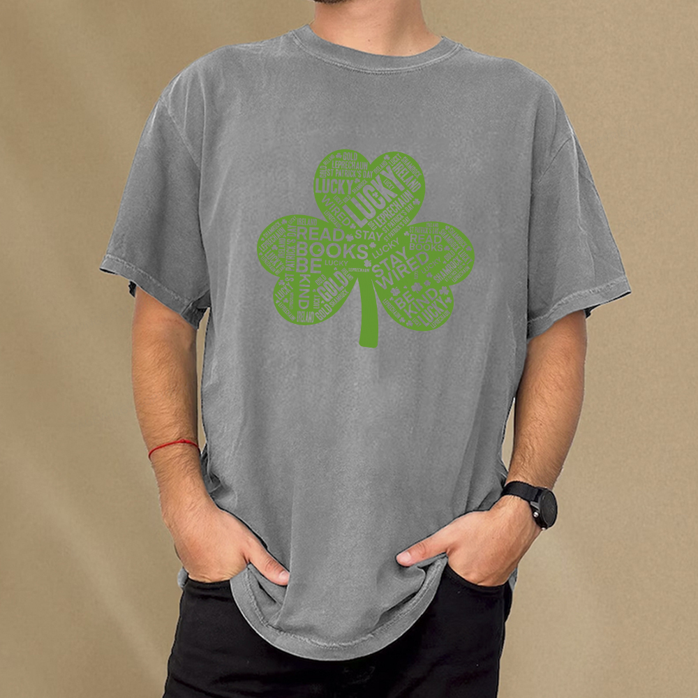 Pagewings St Patricks Day Shirt Lucky Reading Shirt Unisex Washed T-shirt