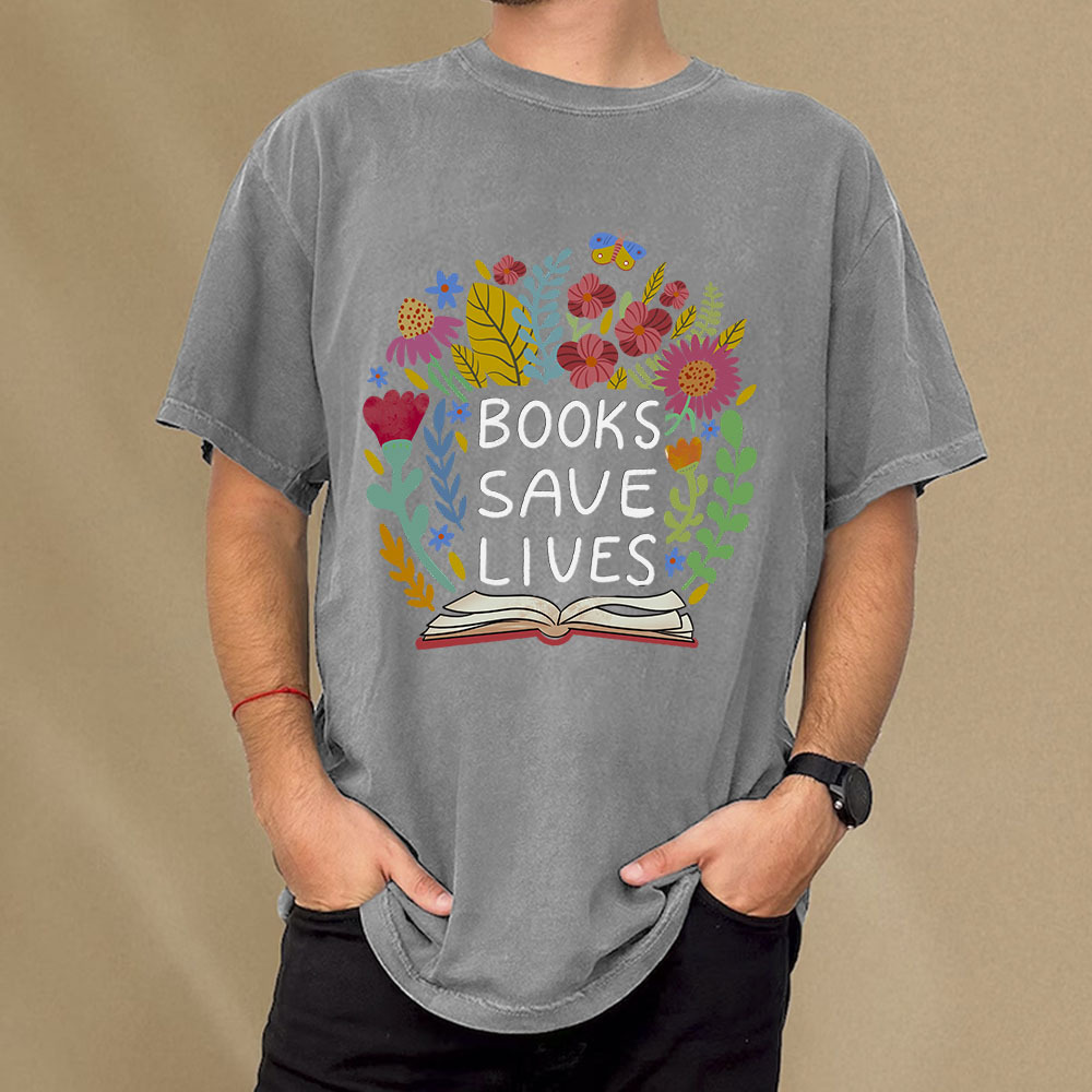 Pagewings Books Save Lives Unisex Washed T-shirt