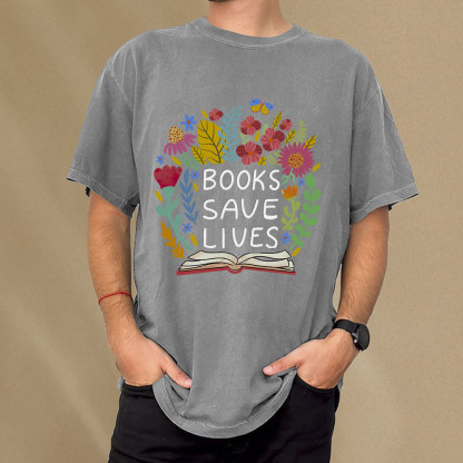 Pagewings Books Save Lives Unisex Washed T-shirt