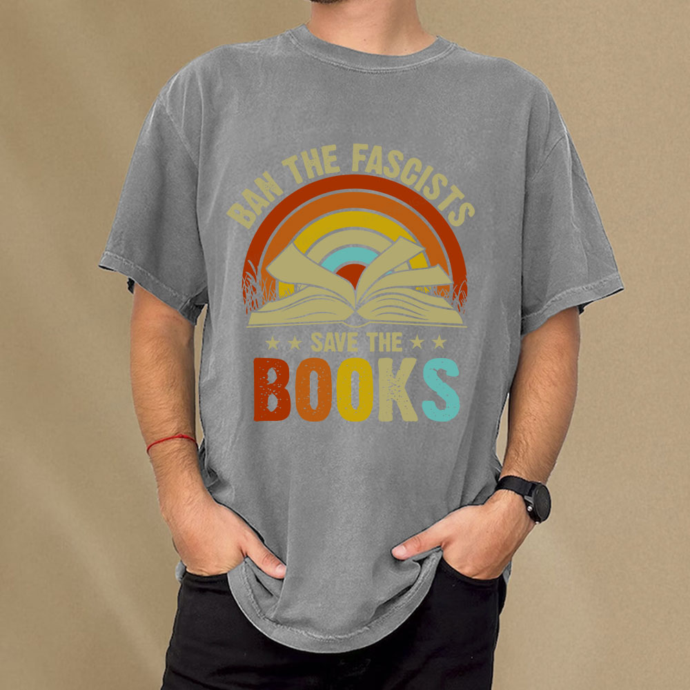 Pagewings Ban The Fascists Save The Books Unisex Washed T-shirt