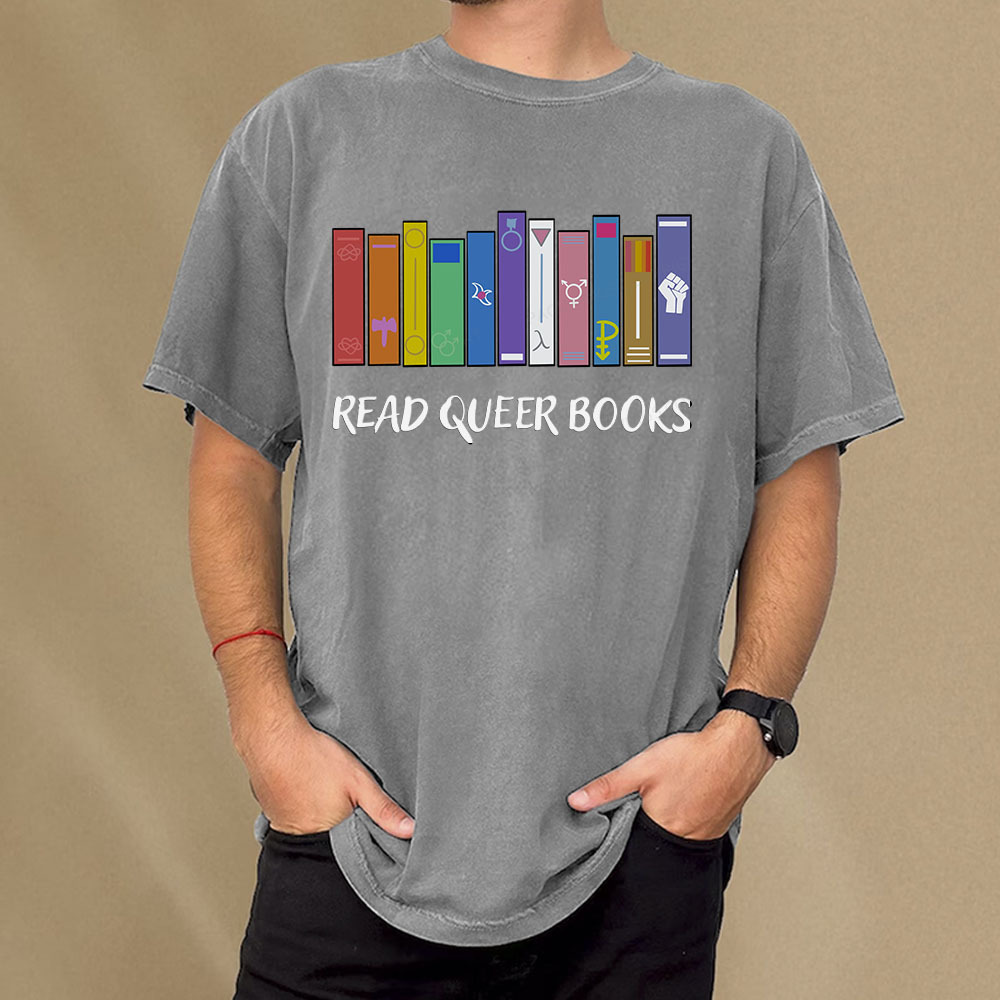 Pagewings Read Queer Books Unisex Washed T-shirt