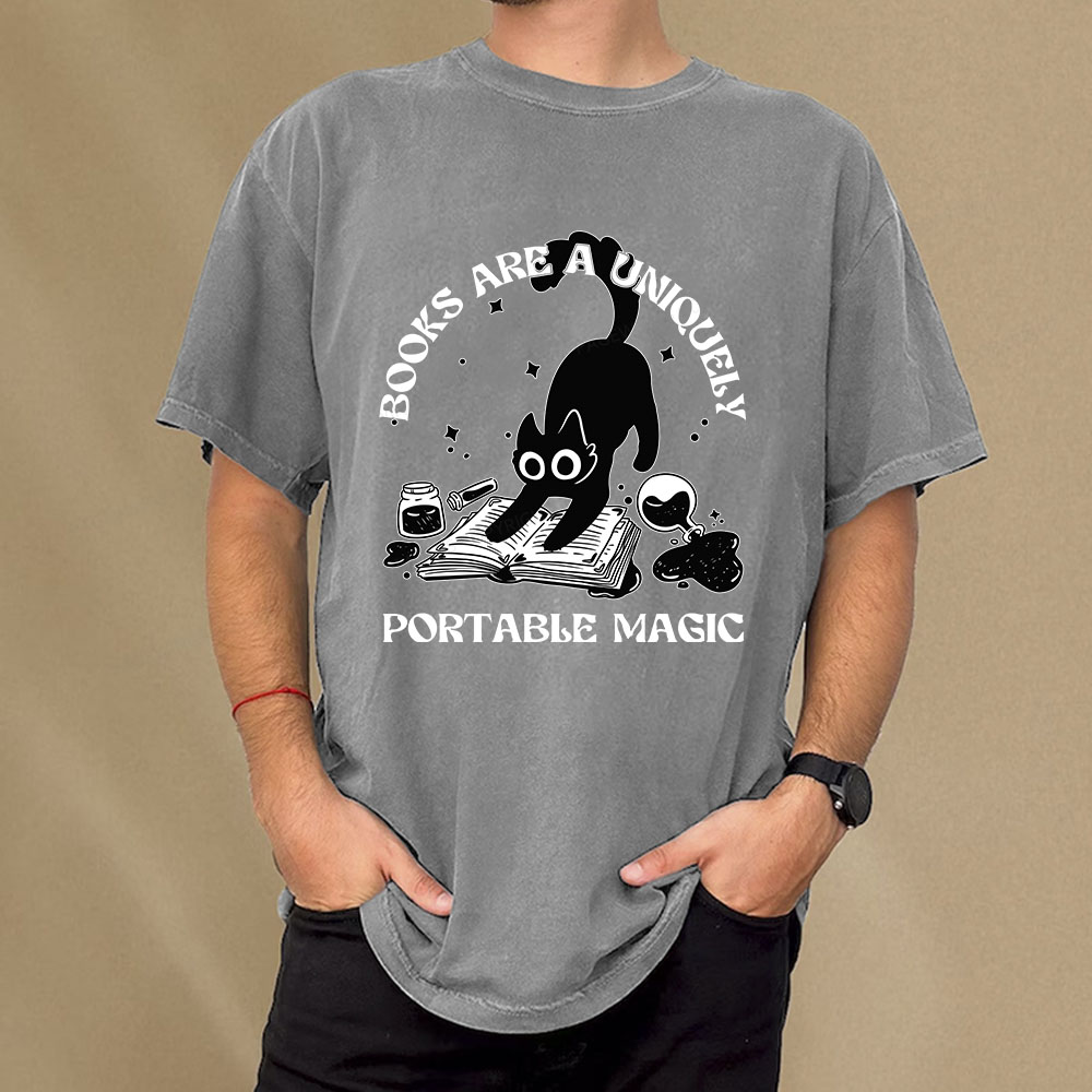 Pagewings Books Are Uniquely Portable Magic Unisex Washed T-shirt