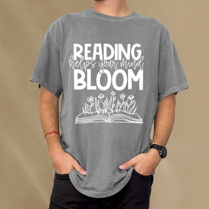 Pagewings Reading Helps Your Mind Bloom Unisex Washed T-shirt