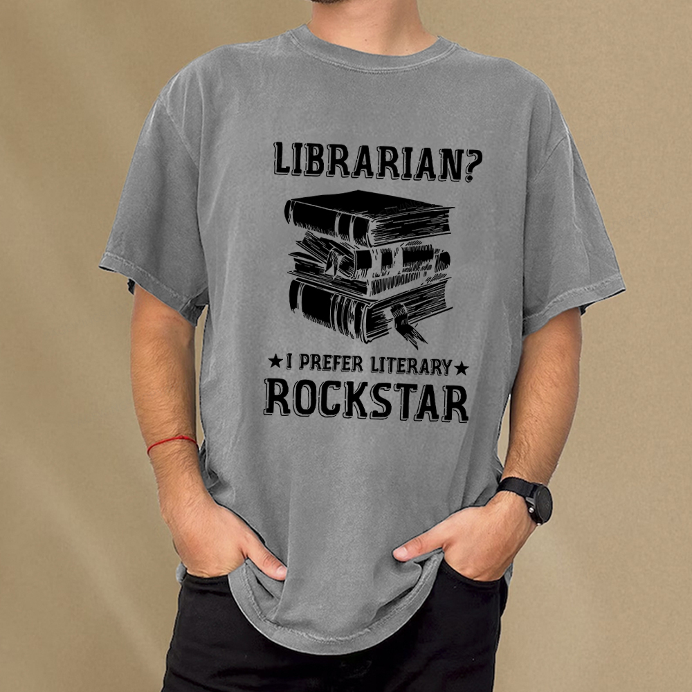 Pagewings Librarian Rockstar I Prefer Literary  Unisex Washed T-shirt