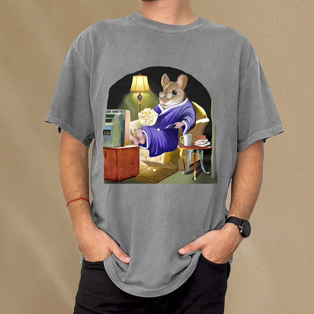 Pagewings Leisurely Mouse Unisex Washed T-shirt