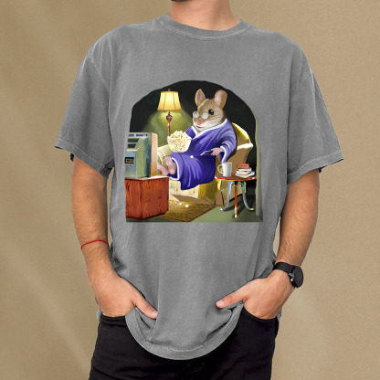 Pagewings Leisurely Mouse Unisex Washed T-shirt