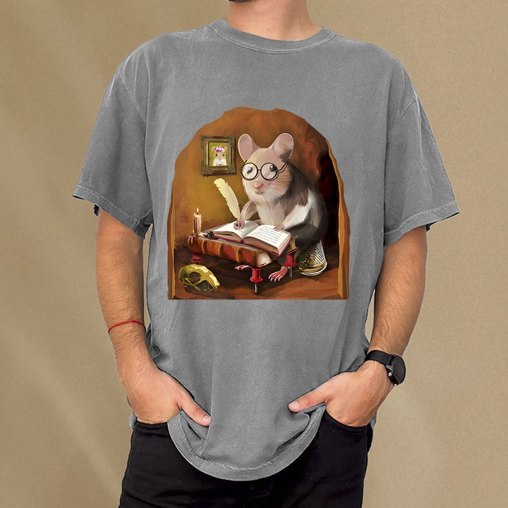 Pagewings The Writing Mouse Unisex Washed T-shirt