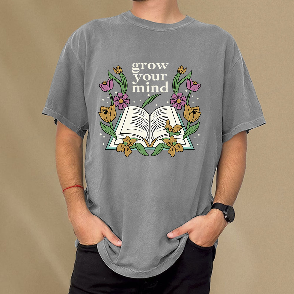 Pagewings Grow Your Mind Unisex Washed T-shirt