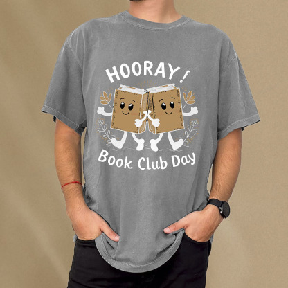 Pagewings Hooray Book Club Day Unisex Washed T-shirt