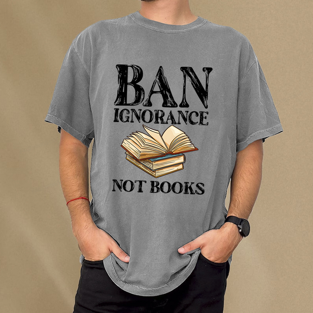 Pagewings Ban Ignorance Not Books Unisex Washed T-shirt