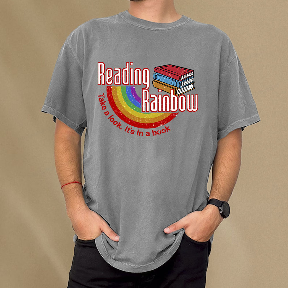 Pagewings Reading Rainbow Unisex Washed T-shirt