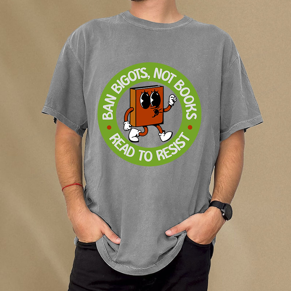 Pagewings Ban Bigots Not Books Read To Resist Unisex Washed T-shirt