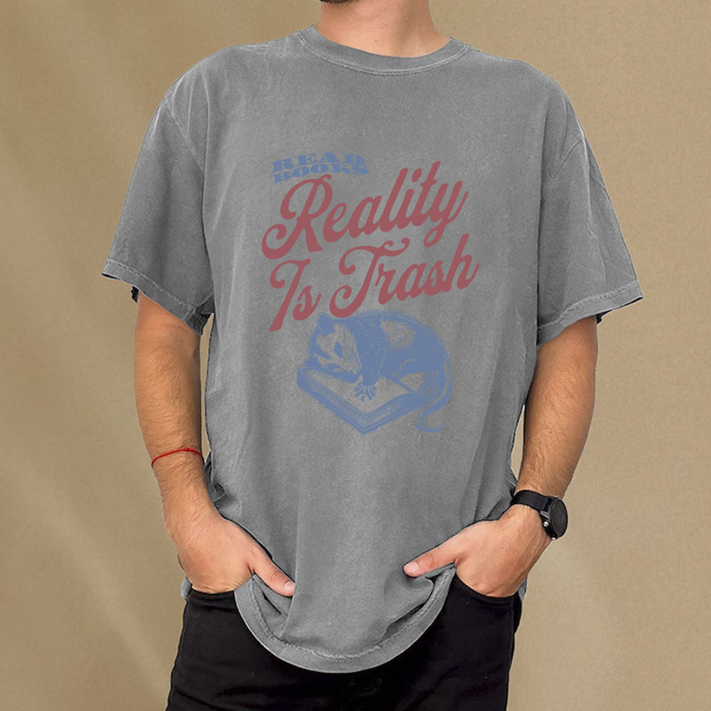 Pagewings Read Books Reality Is Trash Unisex Washed T-shirt