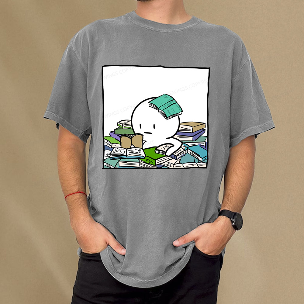 Pagewings Drowning In Books But Loving Every Moment Unisex Washed T-shirt