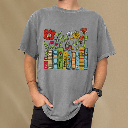 Pagewings Books Blooming Like Flowers In The Mind Unisex Washed T-shirt