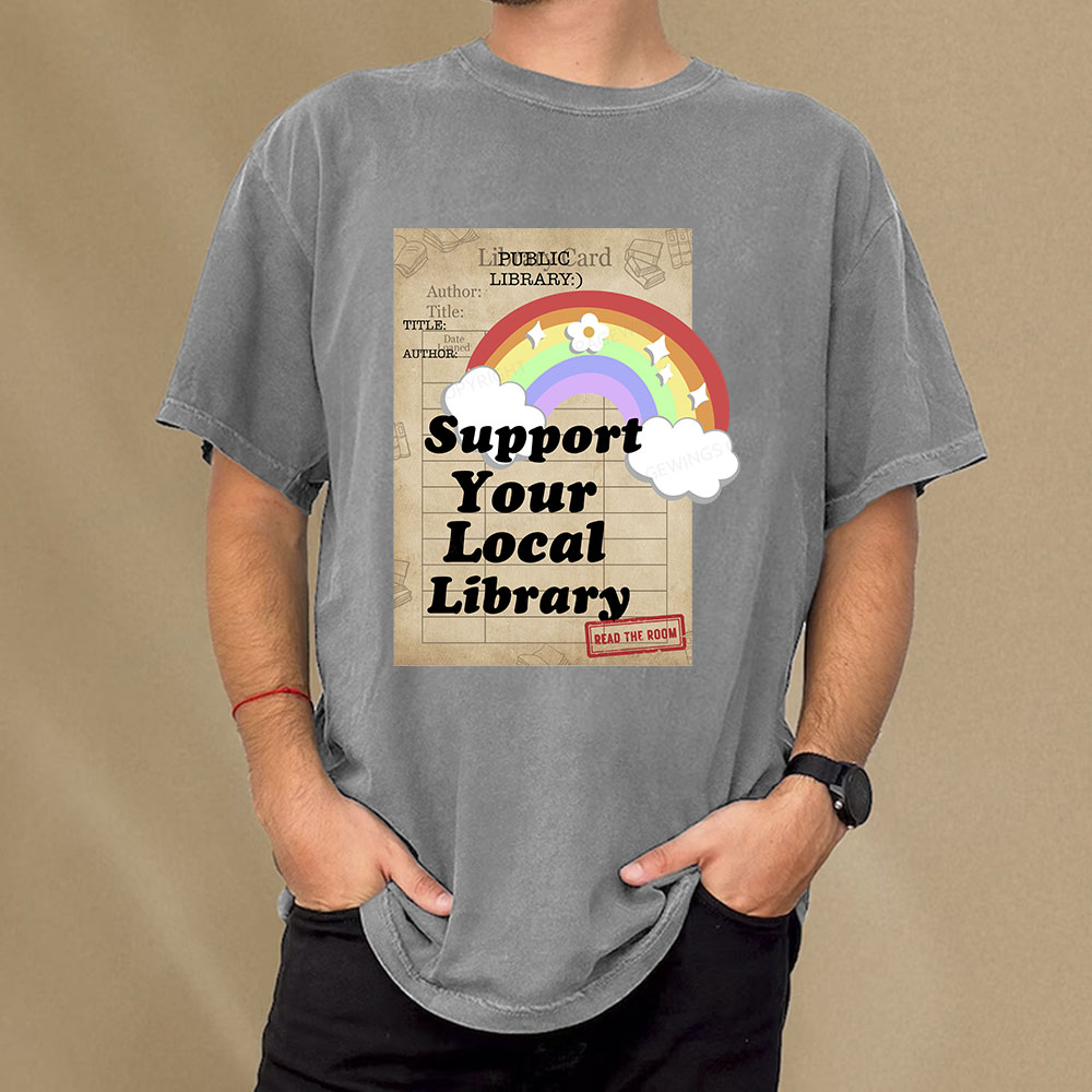 Pagewings Support Your Local Library Unisex Washed T-shirt