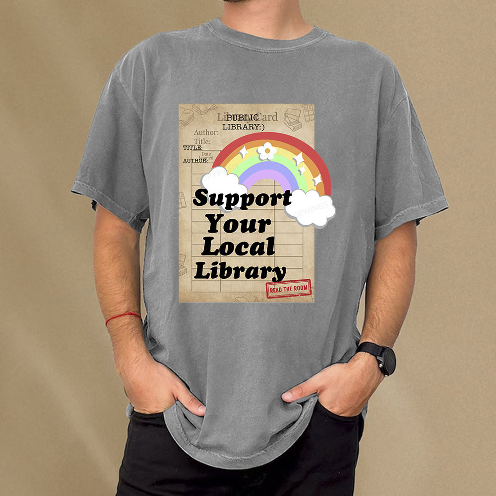 Pagewings Support Your Local Library Unisex Washed T-shirt