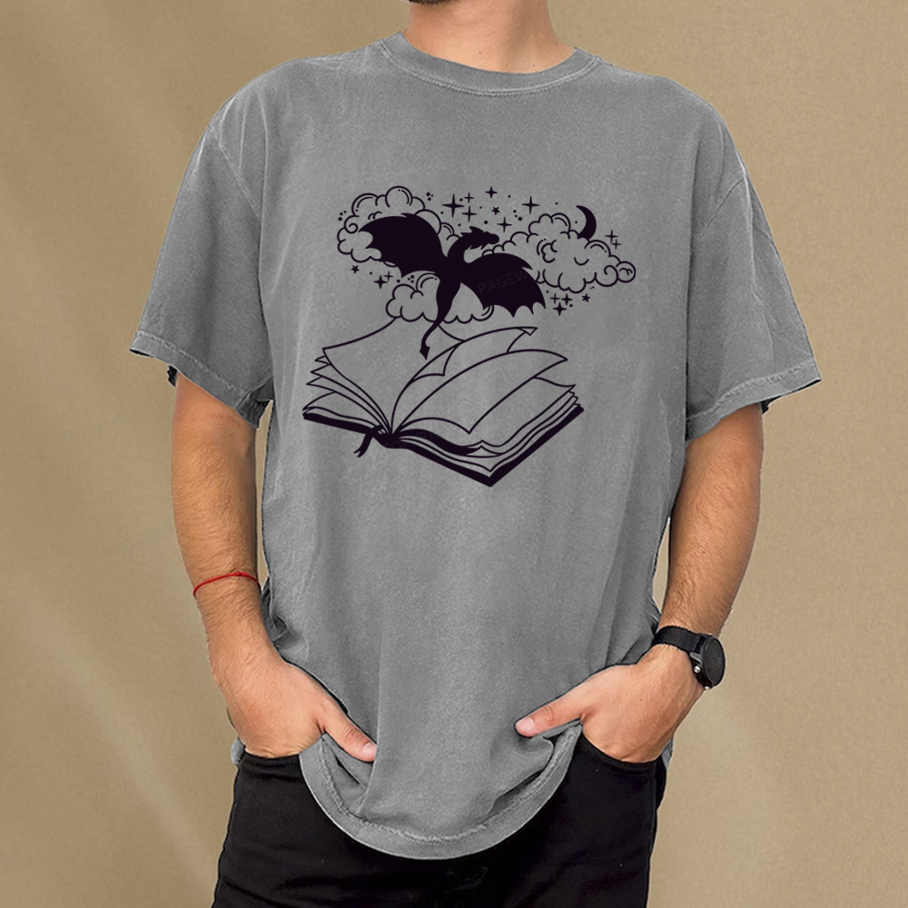 Pagewings Dragon Book Unisex Tee Unisex Washed T-shirt