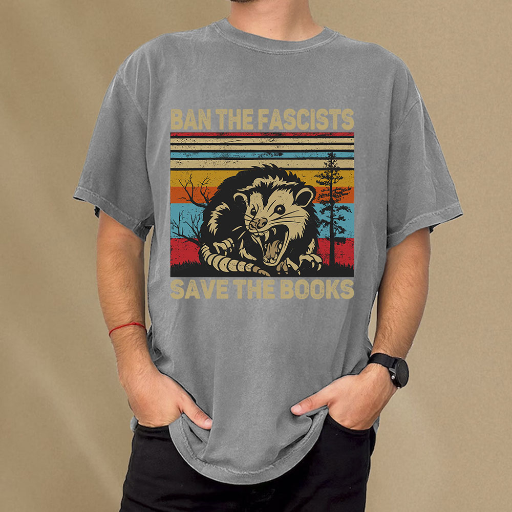 Pagewings Ban The Fascists  Save The Books  Unisex Washed T-shirt