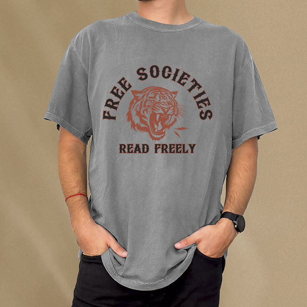 Pagewings Free Societies Read Freely Unisex Washed T-shirt