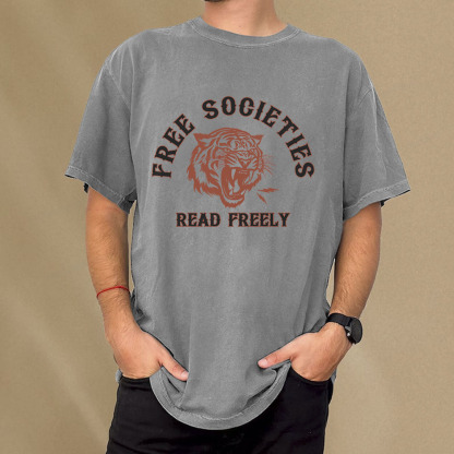 Pagewings Free Societies Read Freely Unisex Washed T-shirt
