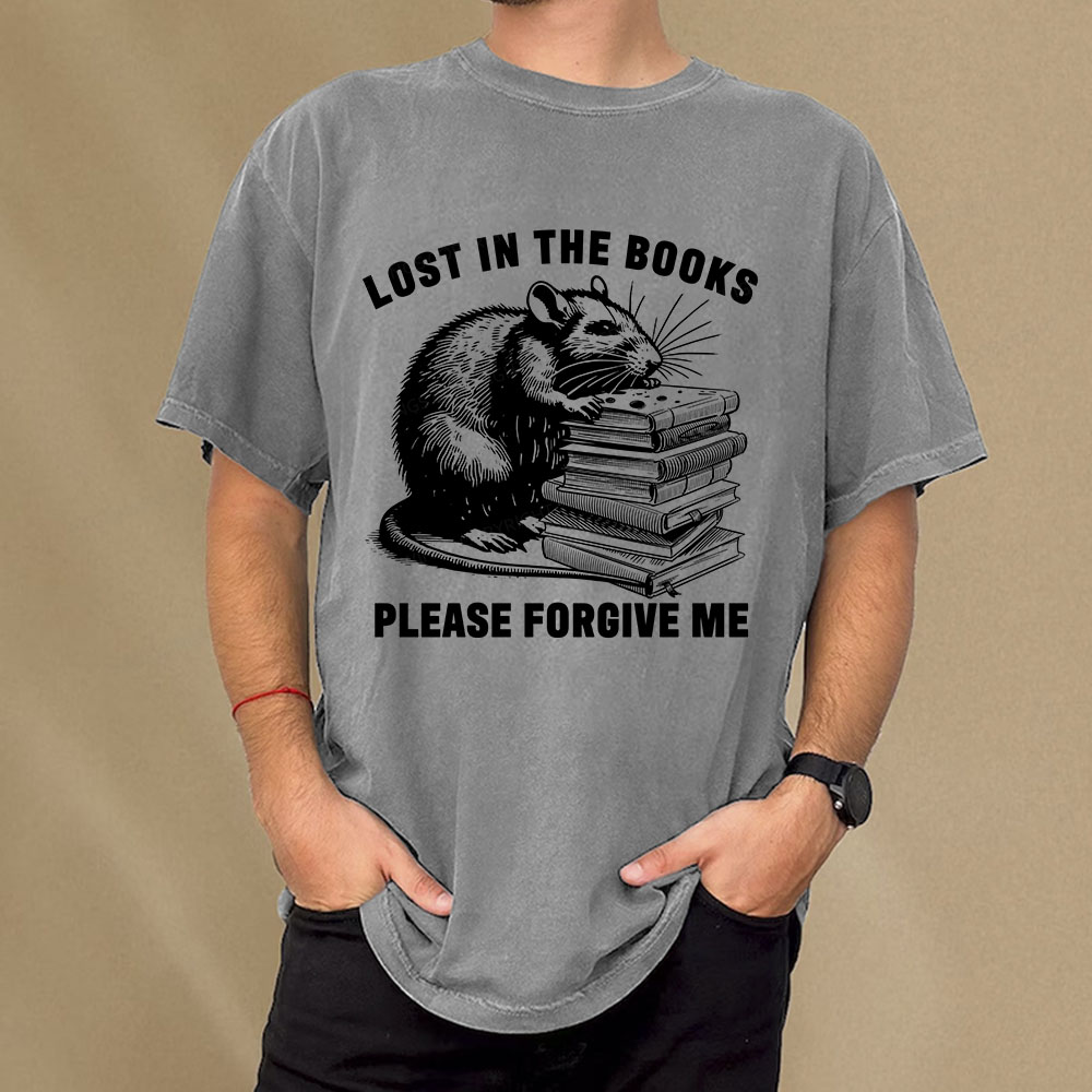 Pagewings Lost In The Books Please Forgive Me Unisex Washed T-shirt