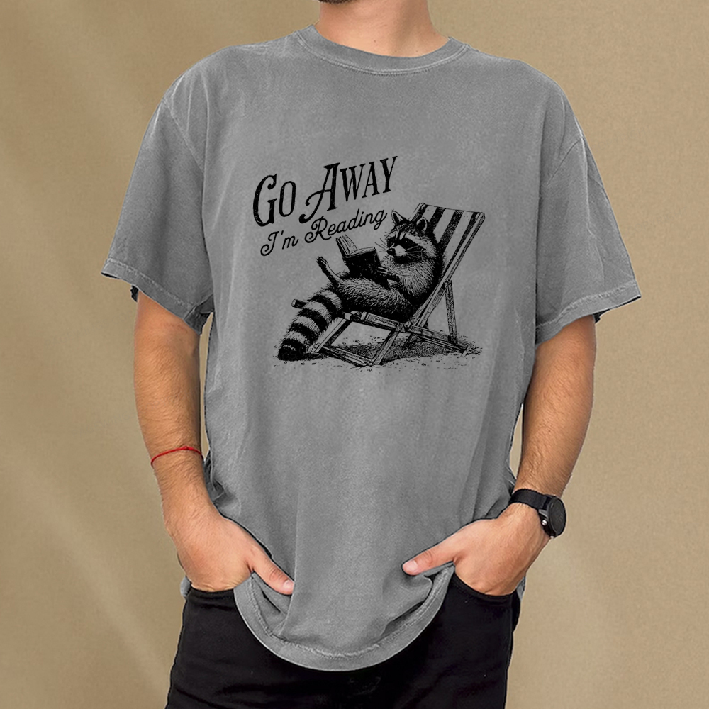 Pagewings Funny Raccoon Book Lover Tshirt Unisex Washed T-shirt