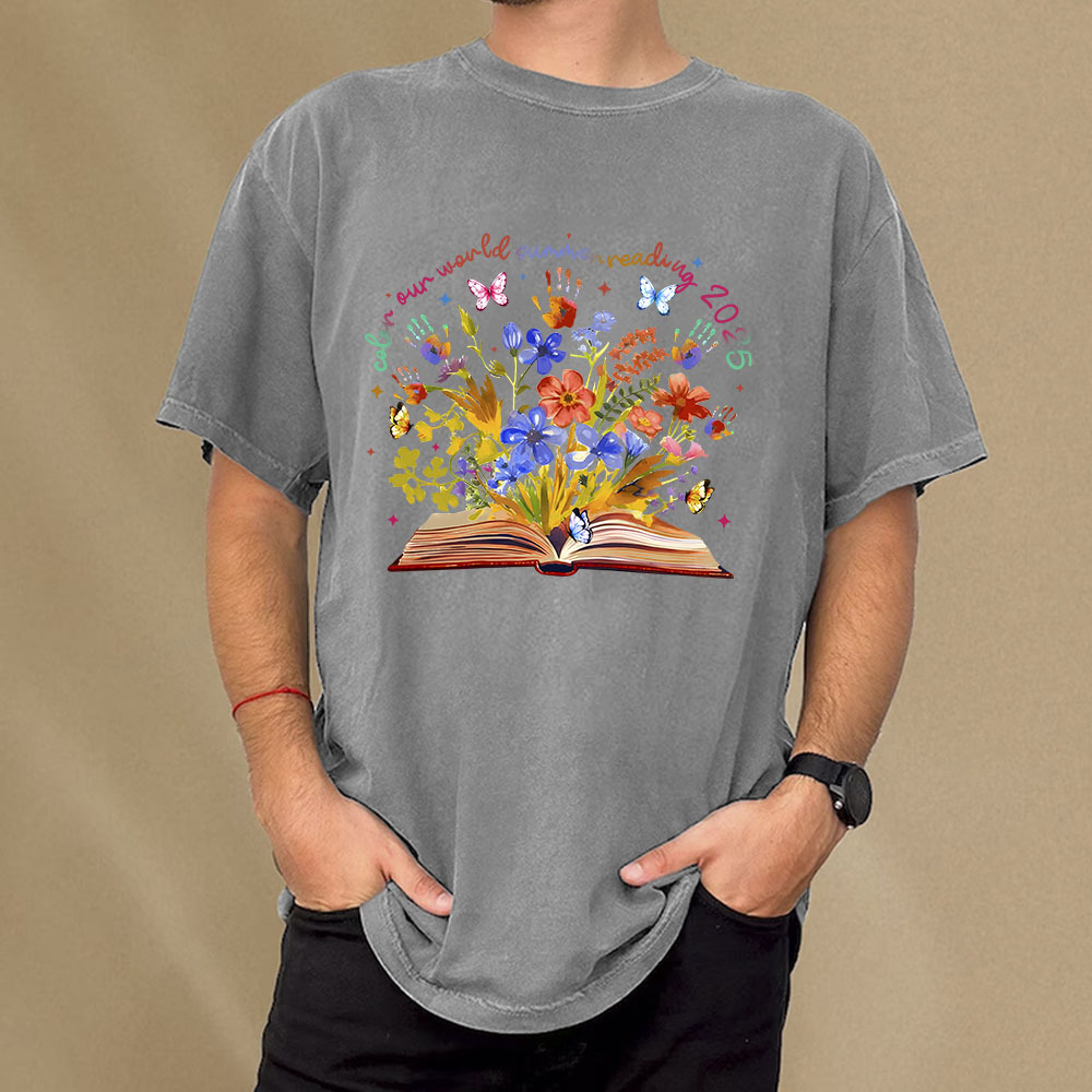 Pagewings Color Our World Summer Reading 2025 Unisex Washed T-shirt