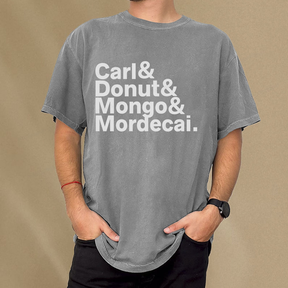Pagewings Carl Donut Mongo Mordecai Unisex Washed T-shirt