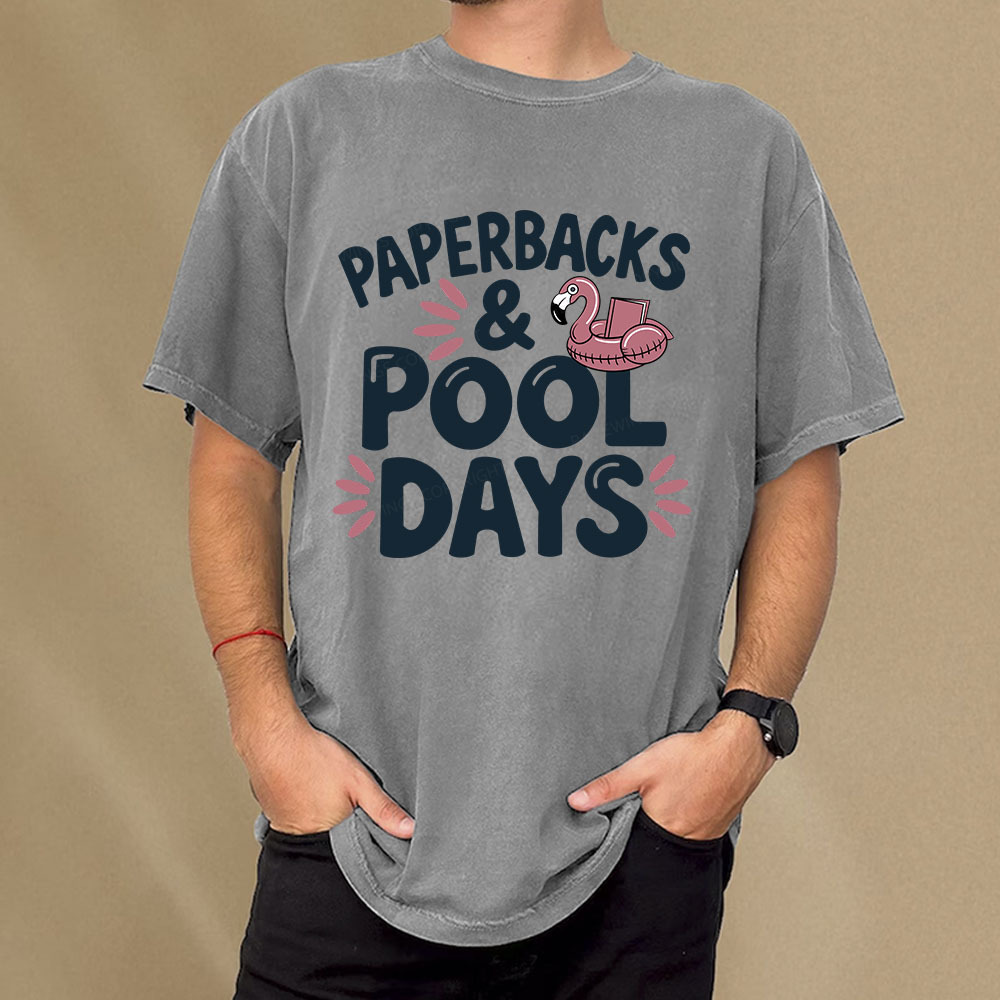 Pagewings Paperbacks And Pool Days Unisex Washed T-shirt