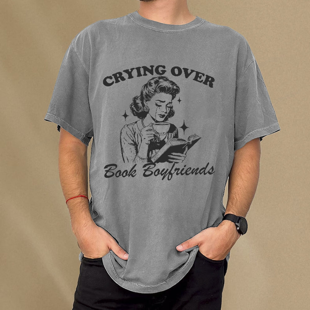 Pagewings Crying Over Book Boyfriends  Unisex Washed T-shirt