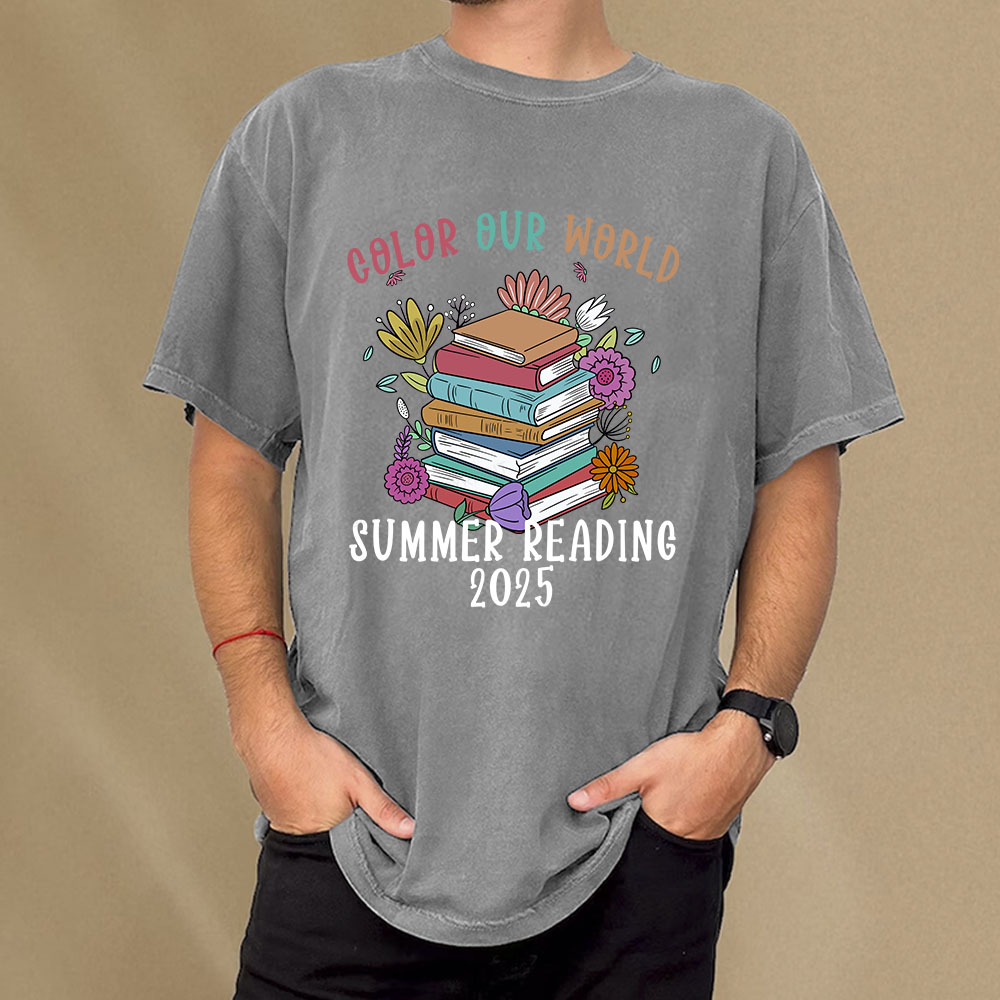 Pagewings Summer Reading 2025 Unisex Washed T-shirt