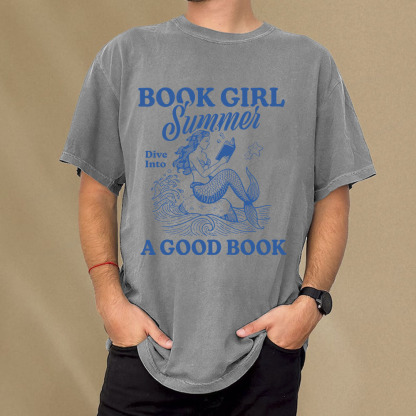 Pagewings Book Girl Summer Unisex Washed T-shirt