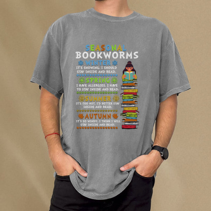 Pagewings Seasonal BookWorms Unisex Washed T-shirt