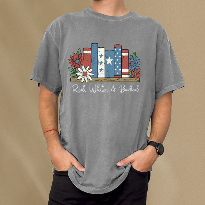 Pagewings Book Lover Independence Day Unisex Washed T-shirt